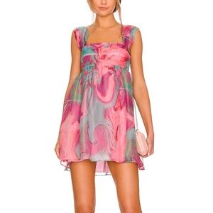 Amanda Uprichard Cindylou Printed Babydoll Dress In
Mystic
